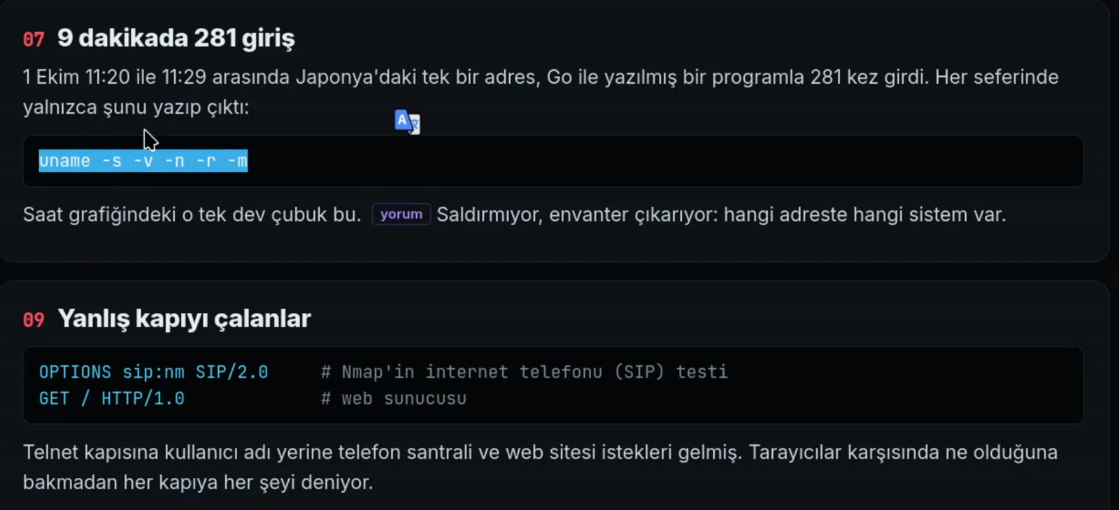 Tek adres, 9 dakika, 281 bağlantı.